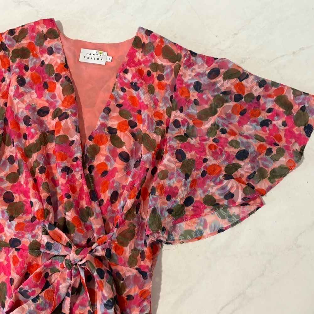 Tanya Taylor Blair’s Pink Floral Midi Dress Size 6 Party Formal Travel Vacation - Picture 4 of 8